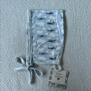 NWT Kate Quinn Baby Elf Hat Blue Airplanes and clouds Print 12-18m